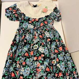 Floral Kids Dress with White Collar